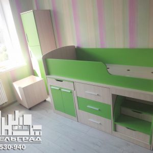Детские кровати с местом для хранения вещей Мебель для детской комнаты: двух-ярусная кровать и стол