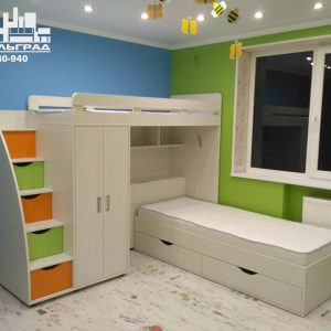 Детская мебель Калининград Мебель для детской комнаты: двух-ярусная кровать и шкаф