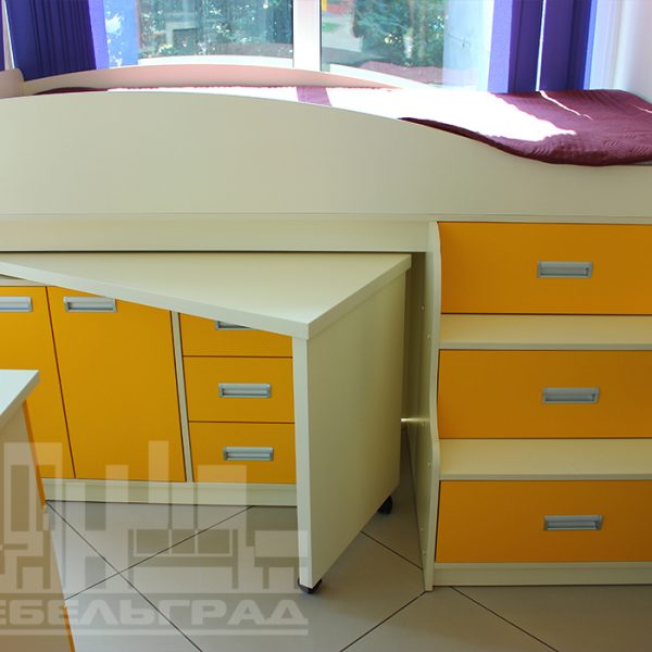 Желтая детская мебель Калининград Детские кровати с местом для хранения вещей